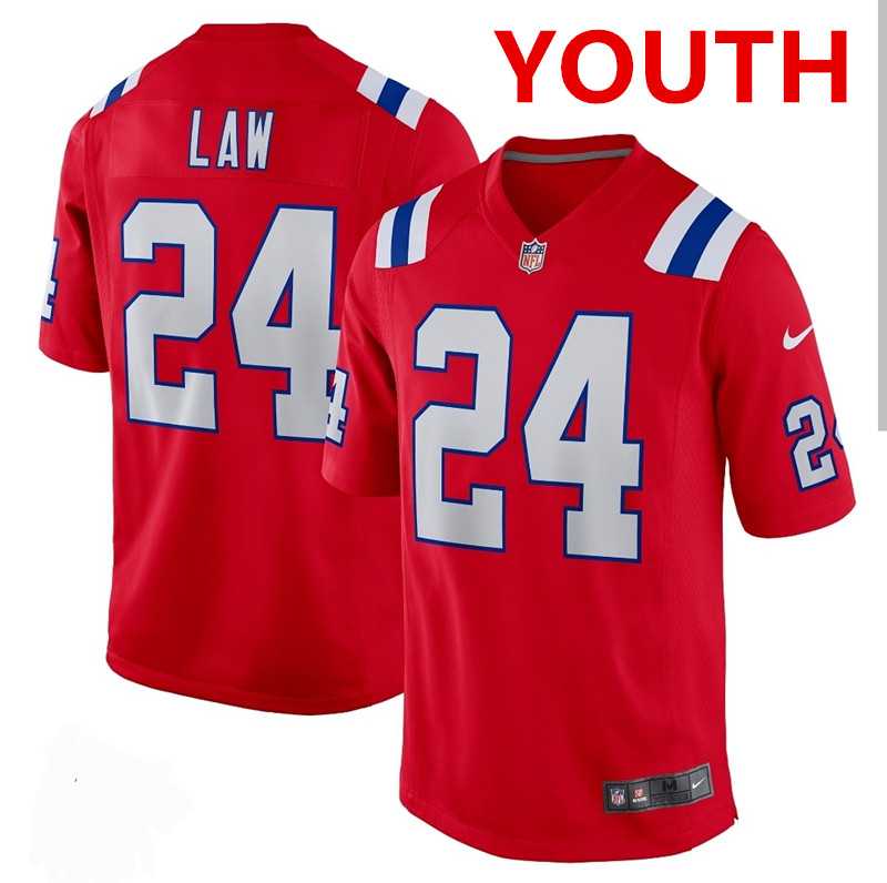 Youth New England Patriots #24 Ty Law Nike Red Alternate Vapor Limited Jersey Dzhi